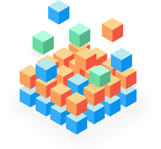Isometric cubes representing PDI's unified platform